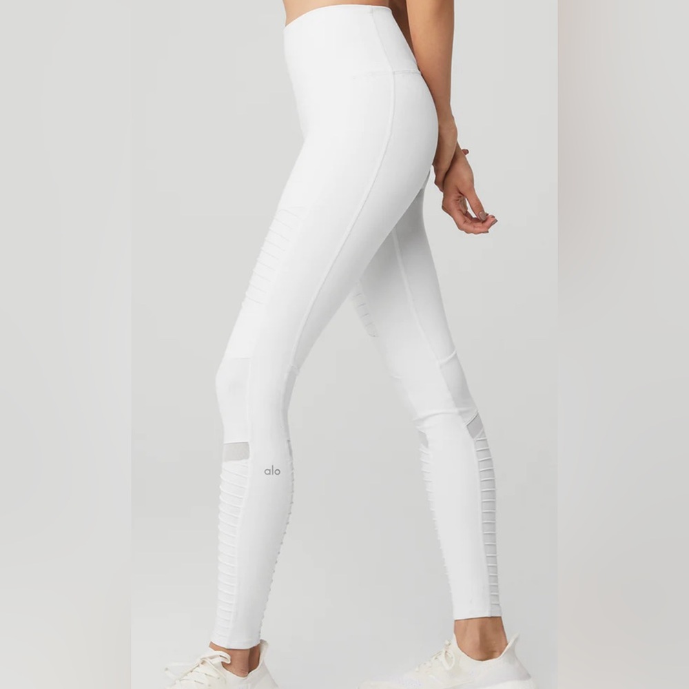 Alo yoga white moto legging